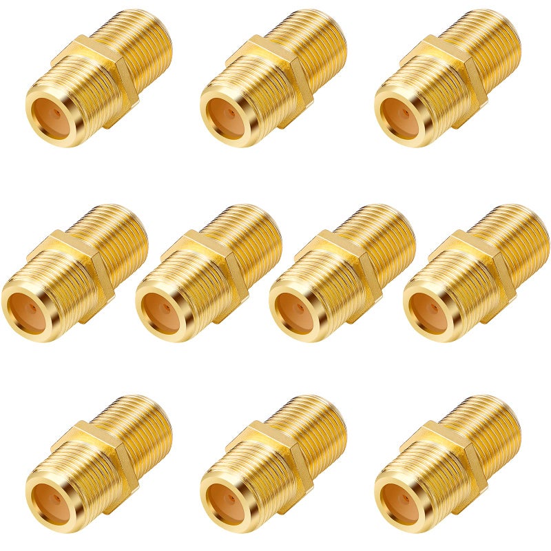 PASOW F Type RG6 Coupler Gold Plated Female to Female Barrel Coaxial Adapter (10 pcs) - Image 1